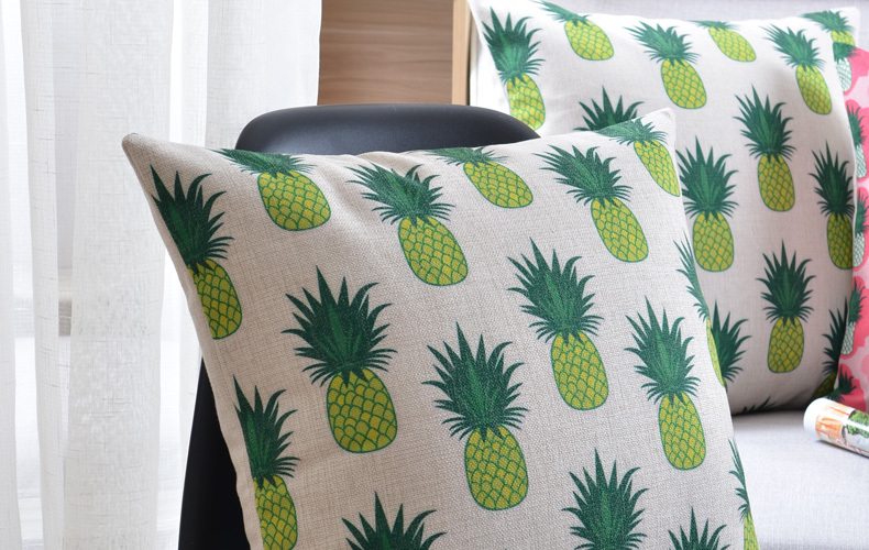 decorative pillows shell cushion home sofa decor cotton linen small pineapple print 18'' x 18'' 45cm x 45cm