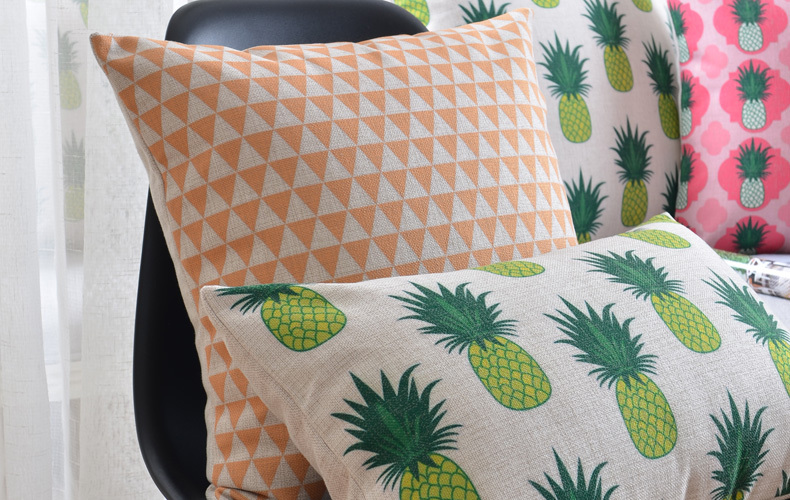 decorative pillows shell cushion home sofa decor cotton linen small pineapple print 18'' x 18'' 45cm x 45cm