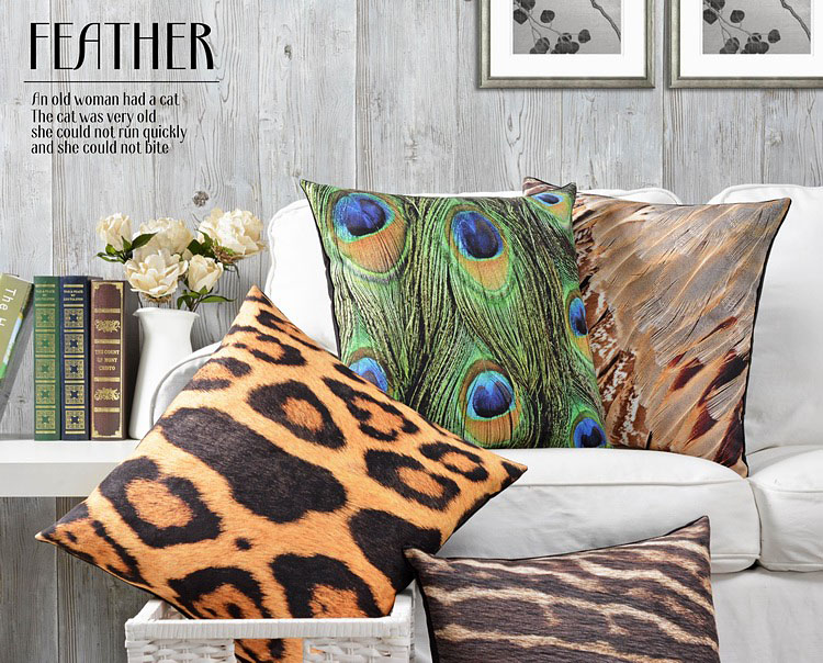 euphoria/calitime cushion covers decorative pillows shell home sofa peacock feather printed