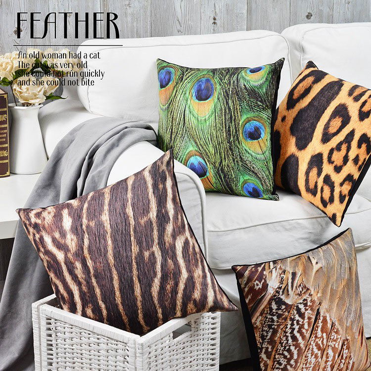 euphoria/calitime cushion covers decorative pillows shell home sofa peacock feather printed