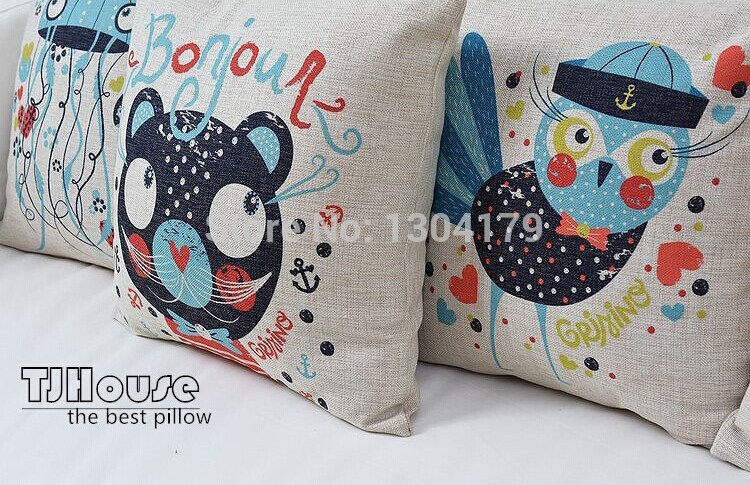 fashion cute birds small animal cotton canvas lumbar pillow cushion cover for office home decor gift