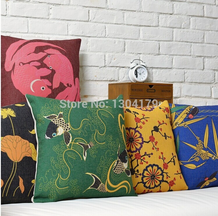 fresh animals fish nordic village cotton cushion cover animals pillow cover for car office home decor sofa cushions