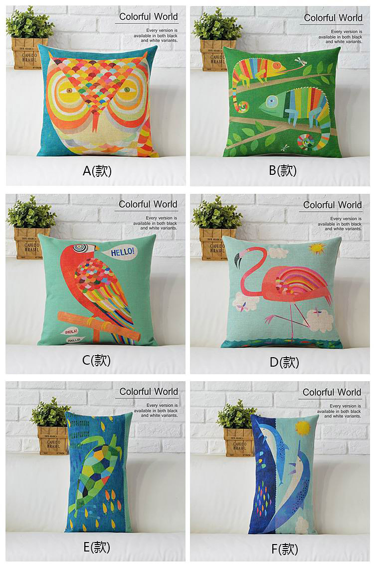 friendly color decorative pillow case/animals and geometry linen pillow sofa cushion pillows case/cushions home decor