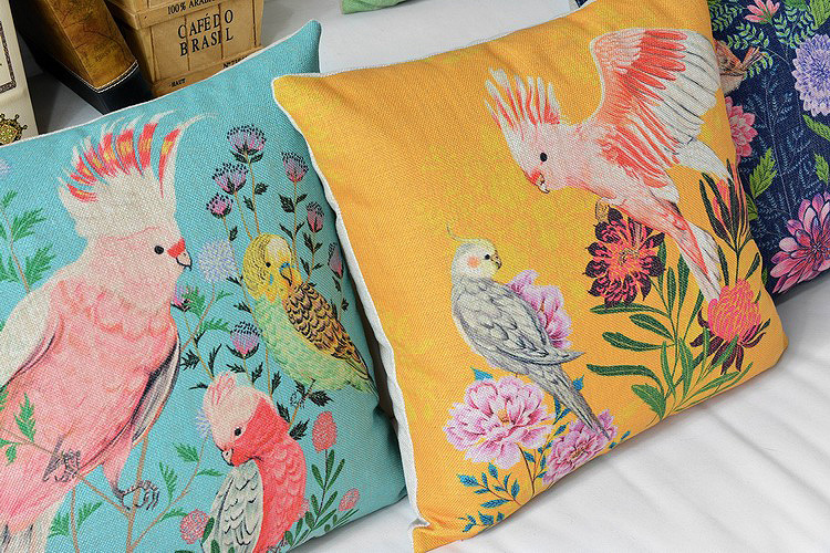 hand-painted oil painting small and pure and fresh flowers and birds tree cotton pillowcases cushion cover 45 * 45