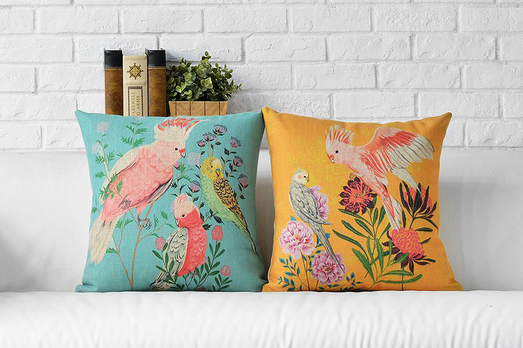 hand-painted oil painting small and pure and fresh flowers and birds tree cotton pillowcases cushion cover 45 * 45