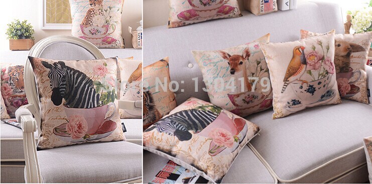 holy american parrot sofa hold pillow case linen/cotton animal pattern cushion cover car decoration 5 designs birds for choose