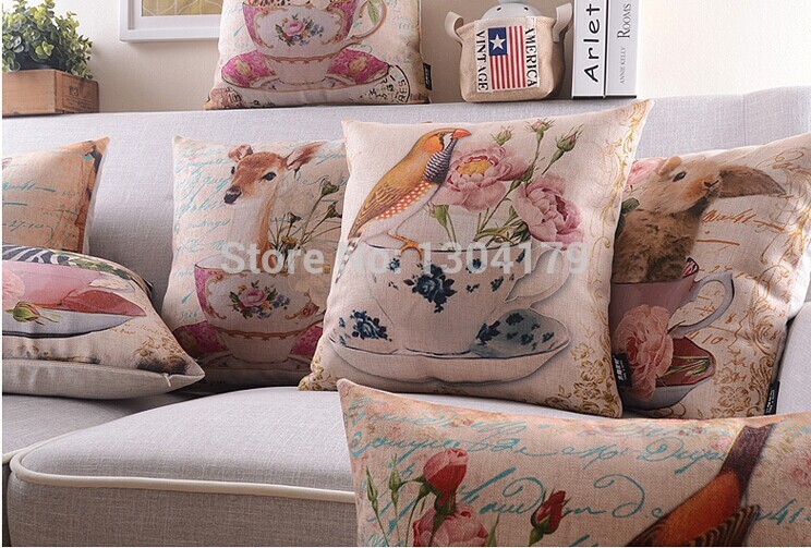 holy american parrot sofa hold pillow case linen/cotton animal pattern cushion cover car decoration 5 designs birds for choose