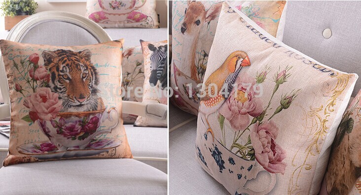 holy american parrot sofa hold pillow case linen/cotton animal pattern cushion cover car decoration 5 designs birds for choose