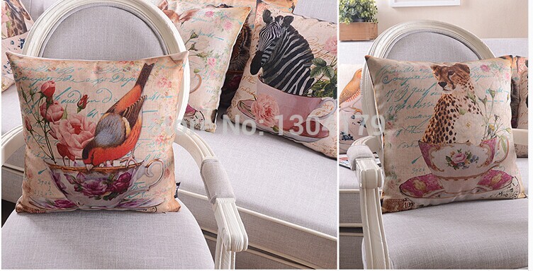 holy american parrot sofa hold pillow case linen/cotton animal pattern cushion cover car decoration 5 designs birds for choose