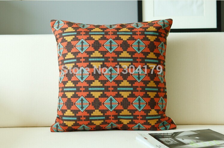 indian style geometric pattern cotton linen home cushion cover ,sofa pillow, pillows decorate, modern pillow cover. pillow case