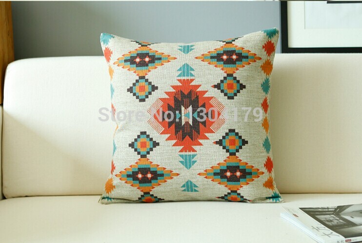 indian style geometric pattern cotton linen home cushion cover ,sofa pillow, pillows decorate, modern pillow cover. pillow case