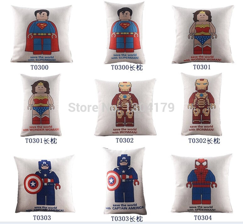 lego hero 5pcs/set-thicken cotton&linen throw pillow/cushion cover for sofa/couch/car/office/home decor(excluding core)18"