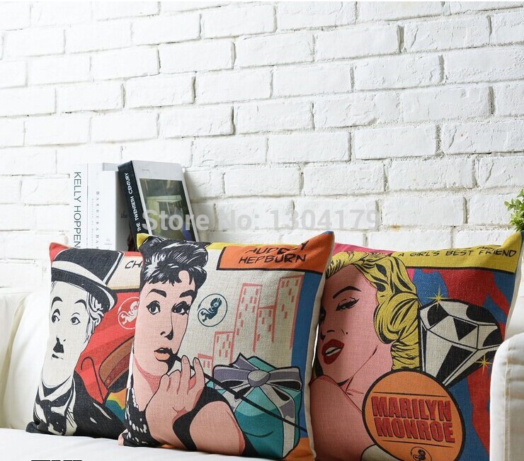 linen cotton chaplin /marilyn monroe/audrey hepburn cushion cover /pillow cover /decorative sofa pillow /cushion/pillow sham