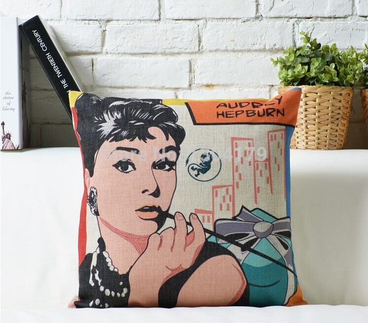 linen cotton chaplin /marilyn monroe/audrey hepburn cushion cover /pillow cover /decorative sofa pillow /cushion/pillow sham