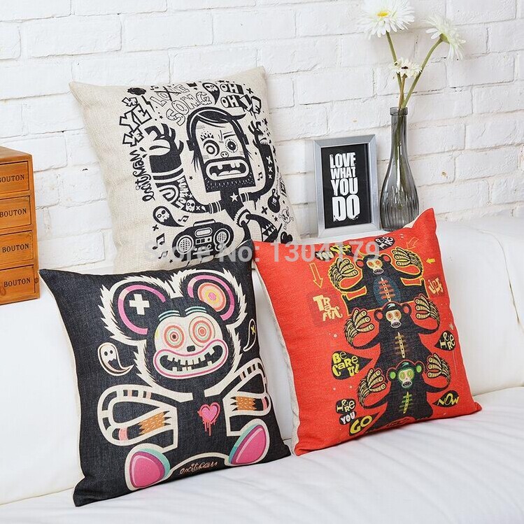 memory cushion cover linen monkey pattern home decoration throw cushion cover animal collection gift