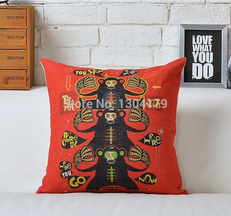 memory cushion cover linen monkey pattern home decoration throw cushion cover animal collection gift