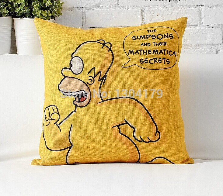 modern linen cotton pillow cases home decoration sofa simpson family cushions cover car office nap cushion 45*45cm