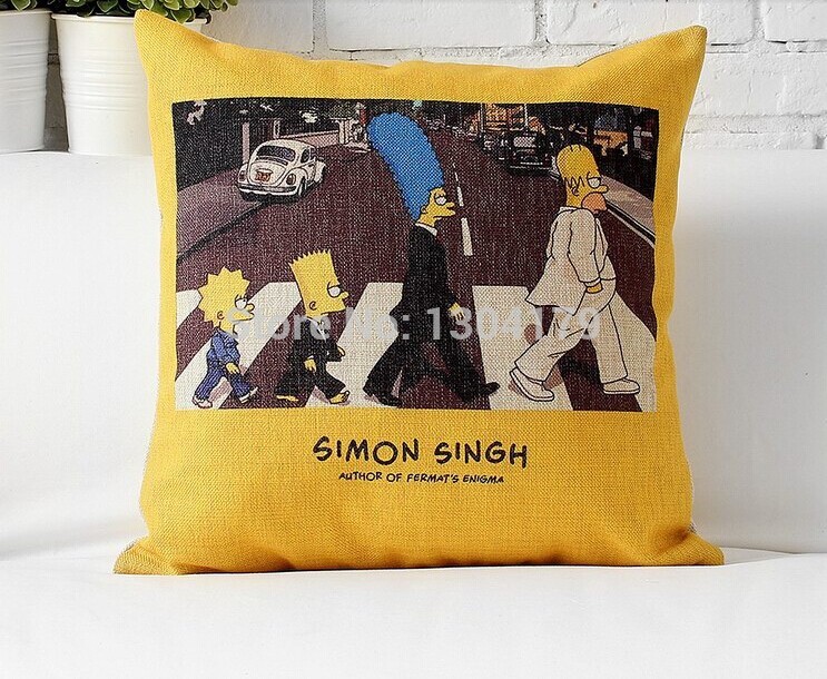 modern linen cotton pillow cases home decoration sofa simpson family cushions cover car office nap cushion 45*45cm