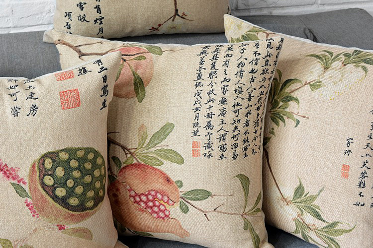 modern minimalist burlap cushion cover small fresh decorative pillow covers fruit pattern decorative throw pillows