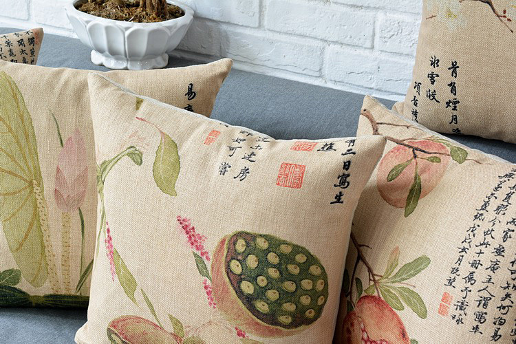 modern minimalist burlap cushion cover small fresh decorative pillow covers fruit pattern decorative throw pillows