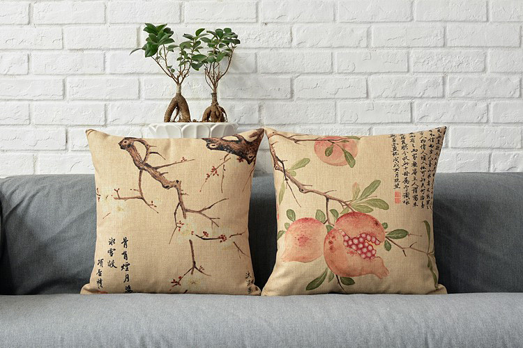 modern minimalist burlap cushion cover small fresh decorative pillow covers fruit pattern decorative throw pillows