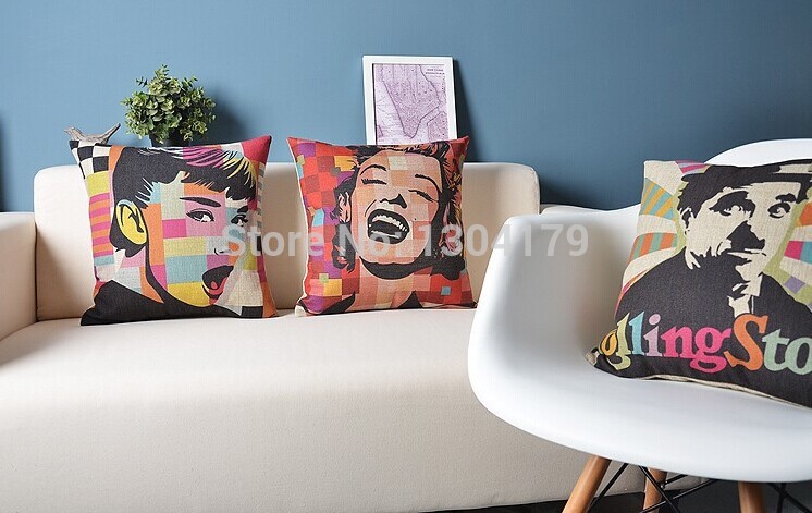 monroe audrey hephurn chaplin decorative throw pillow cushion covers /capa de almofada decorativas