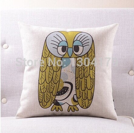 new owl pillow linen cotton pillow cover cushion cover home decoration home sofa cushions car office nap cushion 45cm*45cm