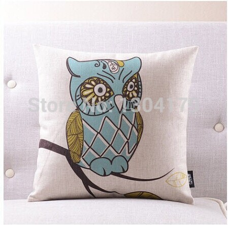 new owl pillow linen cotton pillow cover cushion cover home decoration home sofa cushions car office nap cushion 45cm*45cm