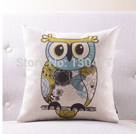 new owl pillow linen cotton pillow cover cushion cover home decoration home sofa cushions car office nap cushion 45cm*45cm