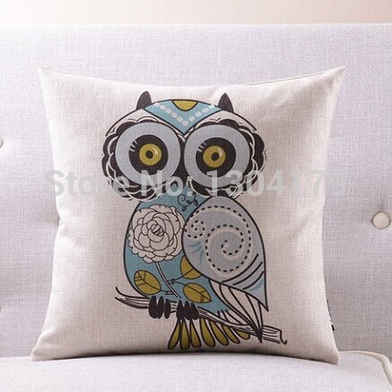 new owl pillow linen cotton pillow cover cushion cover home decoration home sofa cushions car office nap cushion 45cm*45cm