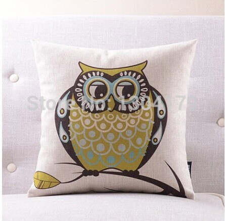 new owl pillow linen cotton pillow cover cushion cover home decoration home sofa cushions car office nap cushion 45cm*45cm