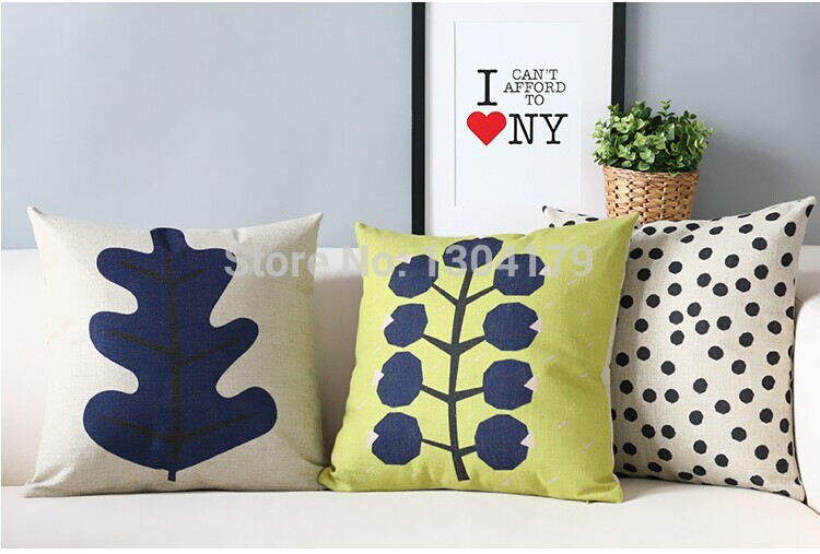 northern europe cotton linen 18'' cushion covers blue throw pillow cover set pillow case