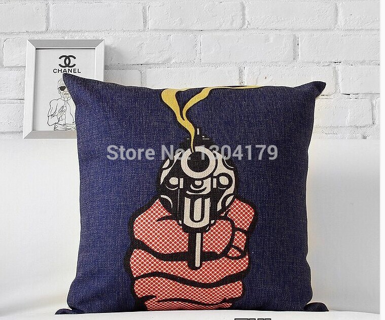 novelty cool pop art gun fire statue of liberty sunrise pattern cushion cover home decoration throw pillow case