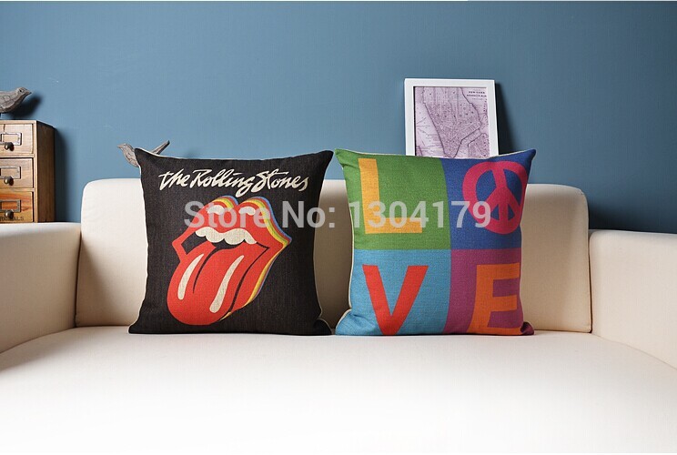 novelty cool the rolling stone funny tongue rock pattern cushion cover home car bar decoration throw pillow case