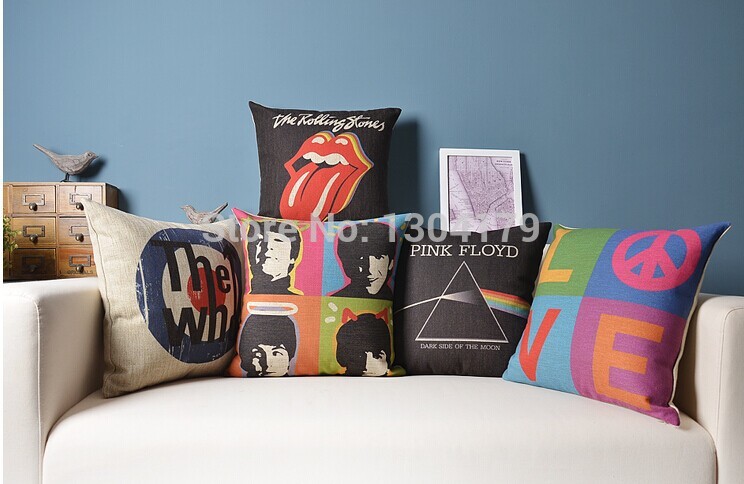 novelty cool the rolling stone funny tongue rock pattern cushion cover home car bar decoration throw pillow case