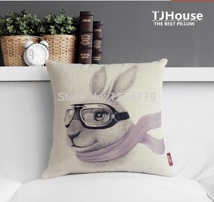 novelty elegant animal sketch painting mr.deer pig rabbit sheep pattern cushion cover home decorative pillow cover