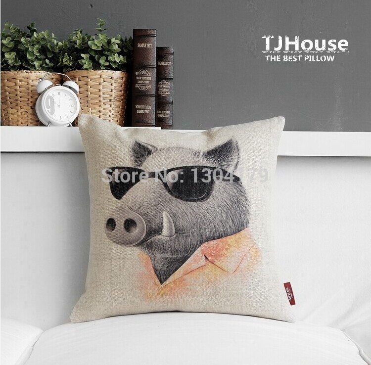 novelty elegant animal sketch painting mr.deer pig rabbit sheep pattern cushion cover home decorative pillow cover