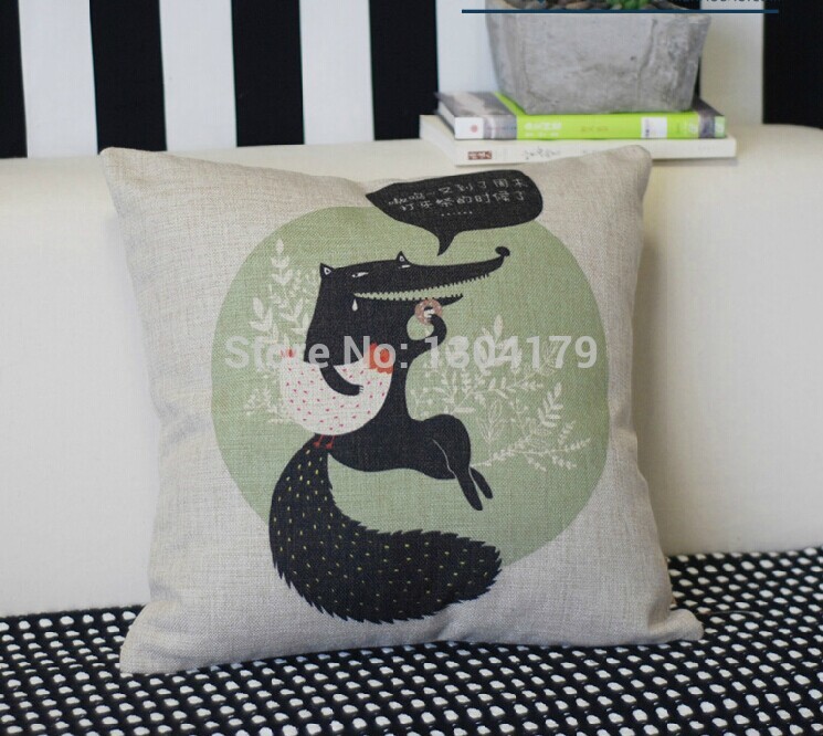 novelty lovely animal wolf cartoon skirt fox pattern hand made cushion cover throw pillow case