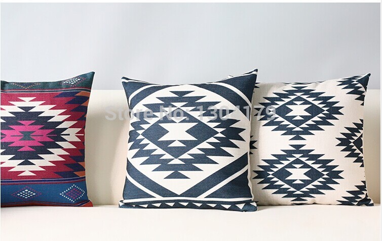 on on 45*45cm geometry color big wave pattern pillow cover generous cushions home decor linen pillow cushions