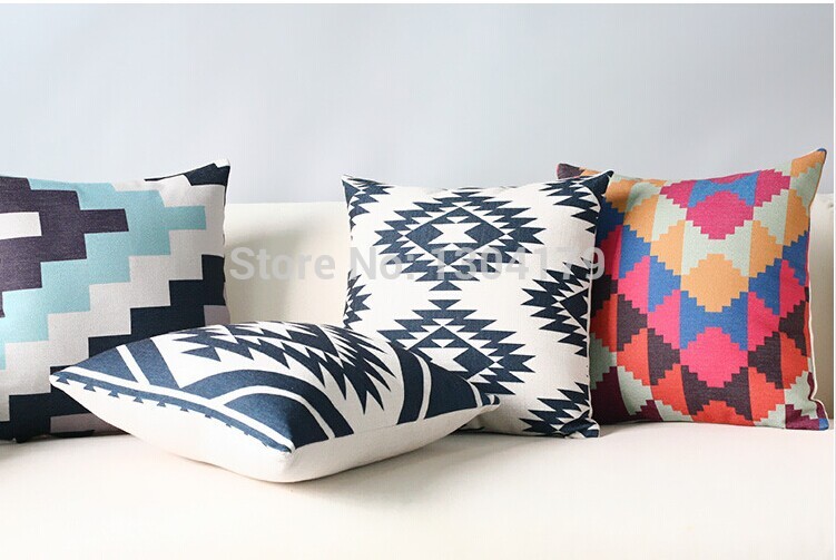 on on 45*45cm geometry color big wave pattern pillow cover generous cushions home decor linen pillow cushions