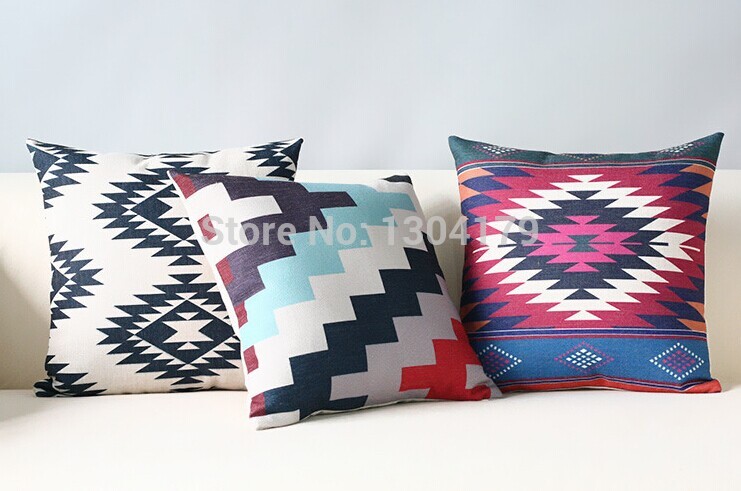 on on 45*45cm geometry color big wave pattern pillow cover generous cushions home decor linen pillow cushions