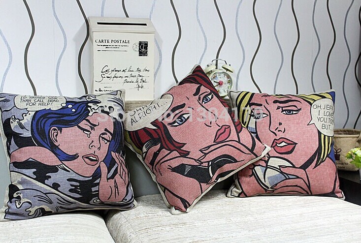 pastoral retro pop art portrait cushion linen pillow cushion cotton cushion cover decorate sofa cushions 45*45cm 5pcs/lot