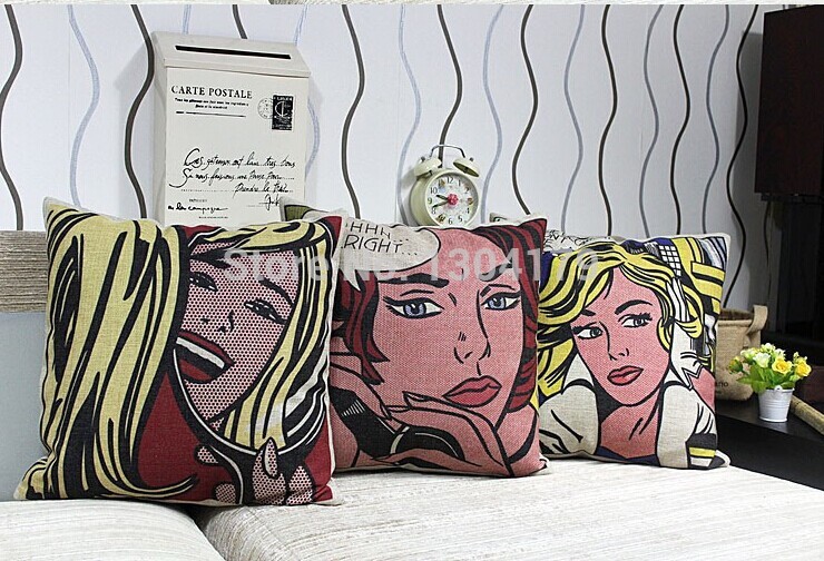 pastoral retro pop art portrait cushion linen pillow cushion cotton cushion cover decorate sofa cushions 45*45cm 5pcs/lot