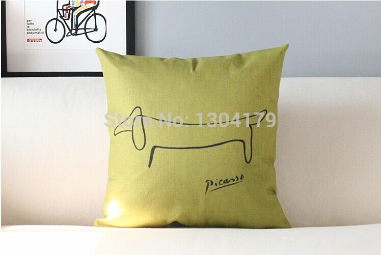 picasso sketch decorative pillow covers creative minimalist cushion cover retro blue and yellow home decor