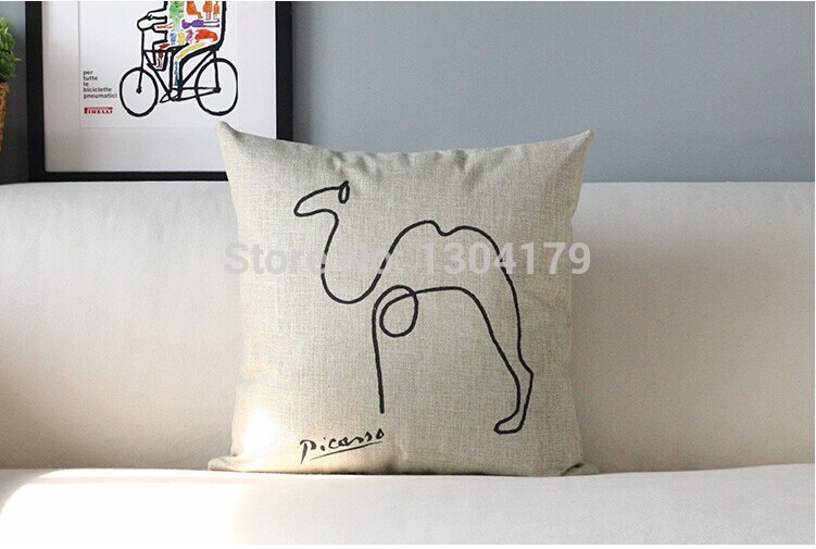 picasso sketch decorative pillow covers creative minimalist cushion cover retro blue and yellow home decor