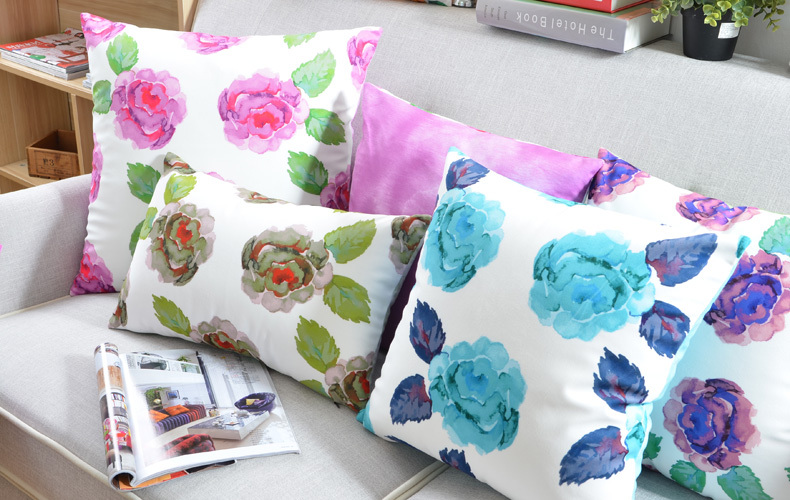 plush cushion flower two size printed a grade cotton canvas pillow case /cushion (custom size )