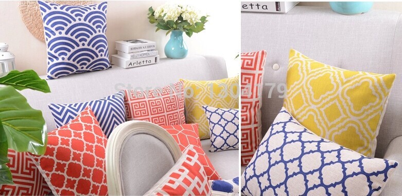 "blue and red porcelain" china wind classic pastoral cushion cover linen pillow cover pillowcase home decorate sofa cushions