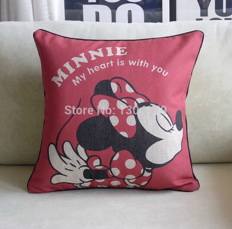 retro red and white mickey and minnie mouse cushion cover cartoon cushion pillow for car home decor pillowcases 45*45cm 3pcs/lot