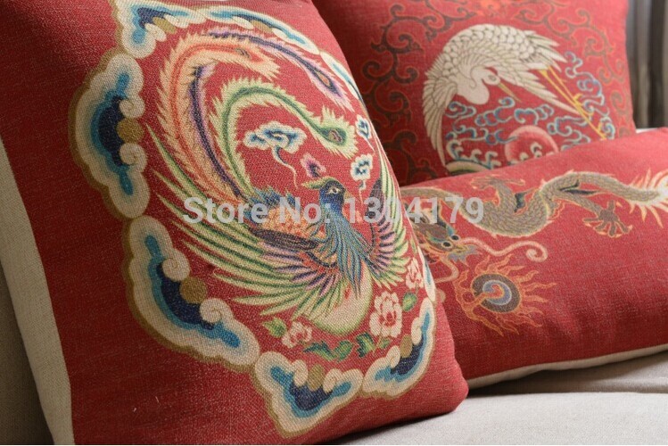 retro red chinese style geometric classic waves zigzag chevron pattern cushion cover home throw pillow cover