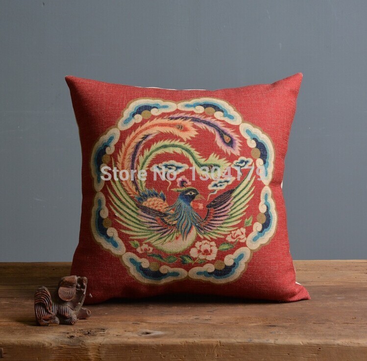 retro red chinese style geometric classic waves zigzag chevron pattern cushion cover home throw pillow cover